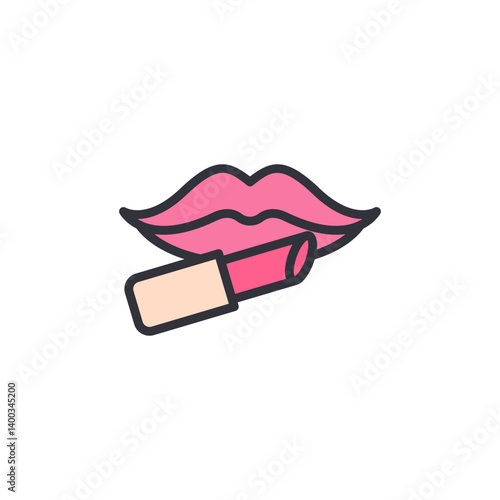 Lipstick colored icons, minimalist vector illustration ,simple transparent graphic element .Isolated on white background