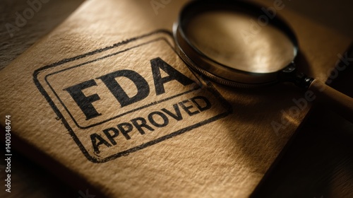 FDA approved document with magnifying glass