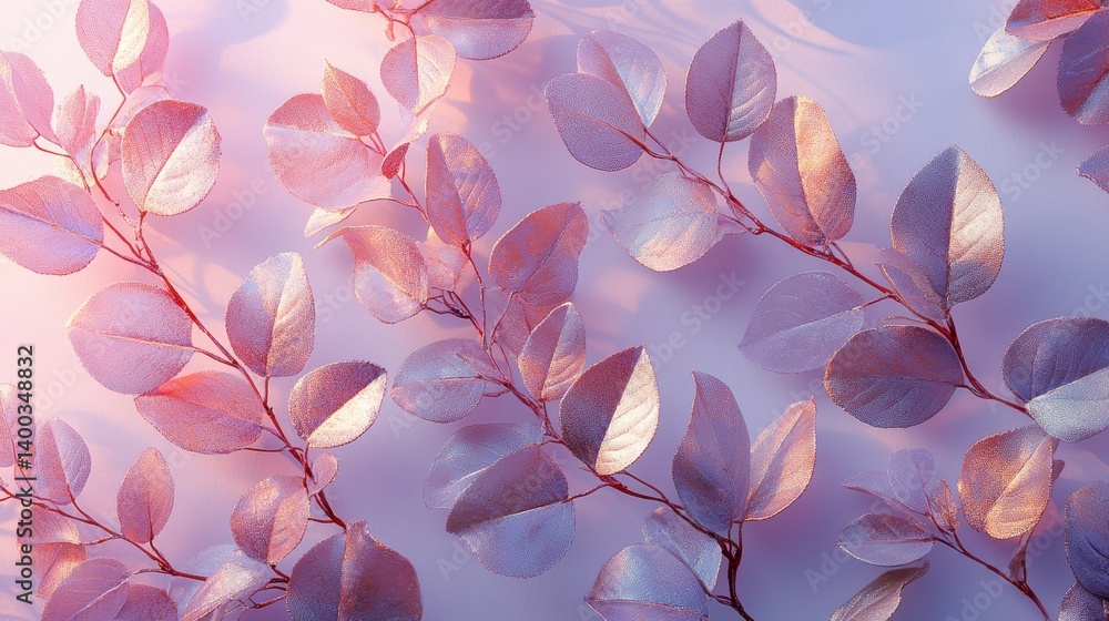 Delicate pink leaves arranged artistically on a soft pastel background during daylight hours Delicate pink leaves arranged artistically on a soft pastel background during daylight hours