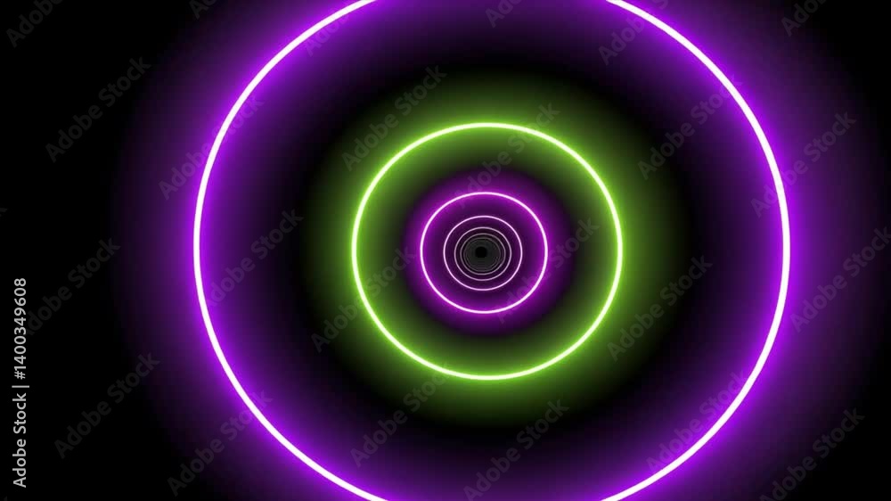 Abstract Neon Circles: Psychedelic Light Tunnel Abstract Neon Circles: Psychedelic Light Tunnel