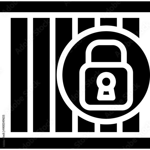 Prison Lock Glyph Icon