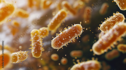 Highly Detailed Close-Up of Bacteria Cells in Microbiology Concept.