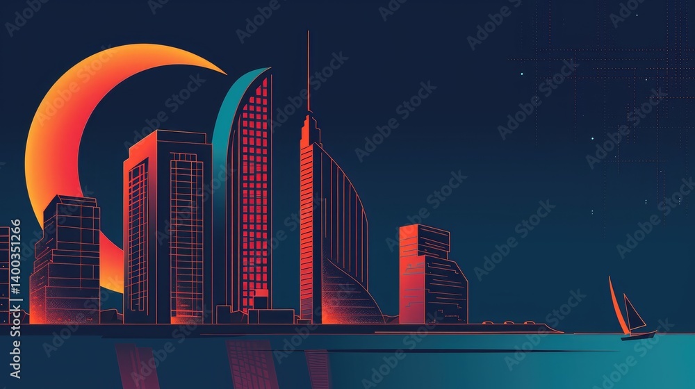 Neon Skyline at Dusk