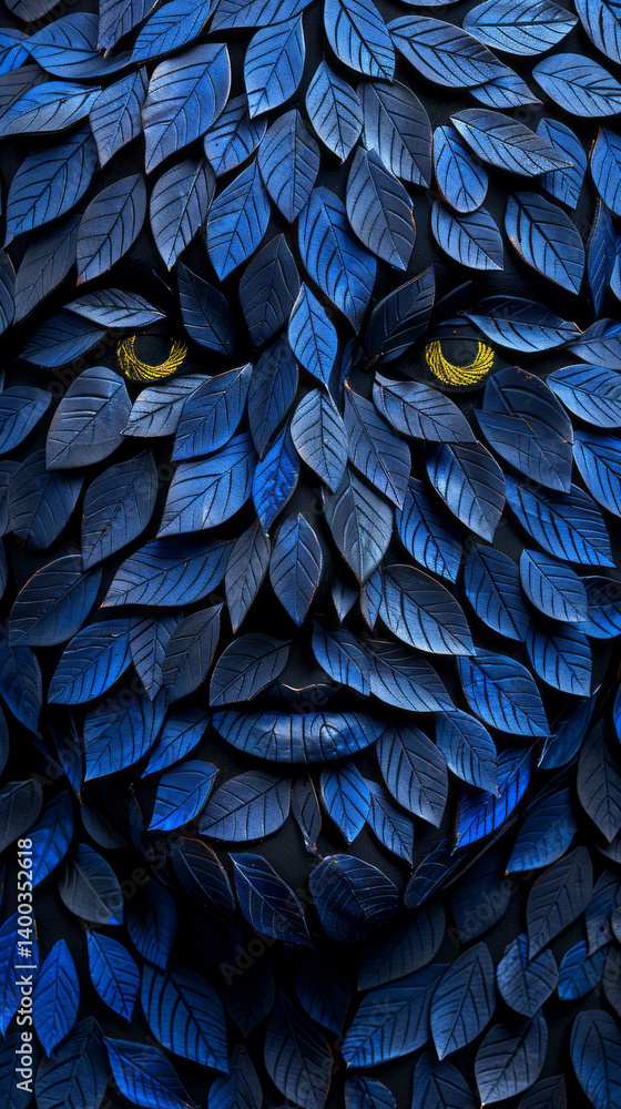 Obraz premium Intense Black Leaves Shaped Like Faces in Abstract Style