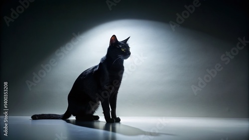 Monochrome Black Cat Shadow Minimalist Food Photography Still Life