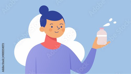 SelfCare Concept A person holding a facialmist spray with a serene look embodying the idea of selfcare and wellness associated with cryofacial treatments.