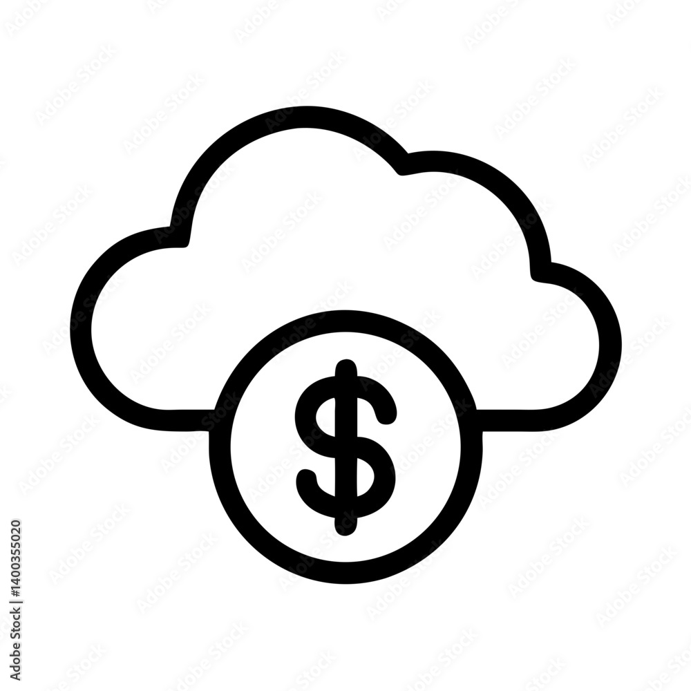 Cloud with Dollar Symbol Icon Representing Online Finance, Digital Payments, and Cloud-Based Transactions Cloud with Dollar Symbol Icon Representing Online Finance, Digital Payments, and Cloud-Based Transactions