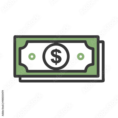 Dollar Bill Currency Note Icon Representing Money, Payments, and Financial Transactions