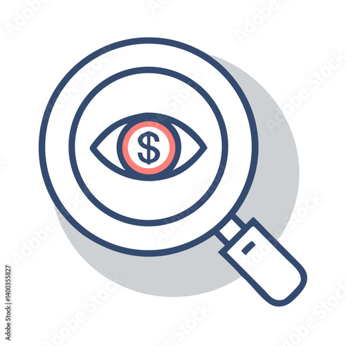 Eye Inside Magnifier Icon Representing Financial Analysis and Insightful Evaluation