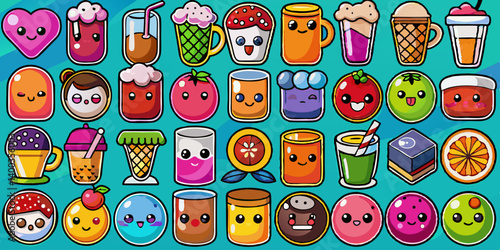 A whimsical drink vector set featuring a range of exotic beverages