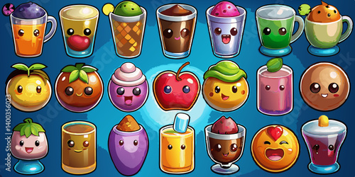 A whimsical drink vector set featuring a range of exotic beverages