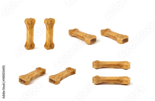 Rawhide bones, collagen dog chew food, pressed dry kibble, natural long-lasting canine treats