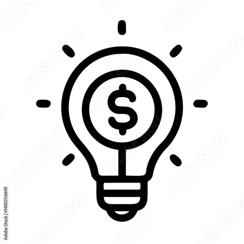 Light Bulb with Dollar Symbol Icon Representing Innovative Ideas and Financial Investment