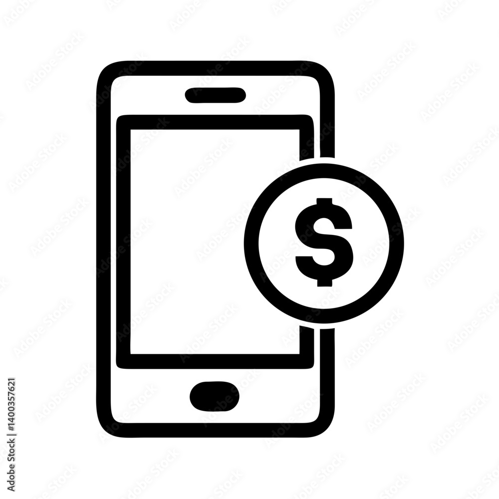 Smartphone with Dollar Symbol Icon Representing Mobile Finance and Digital Transactions Smartphone with Dollar Symbol Icon Representing Mobile Finance and Digital Transactions
