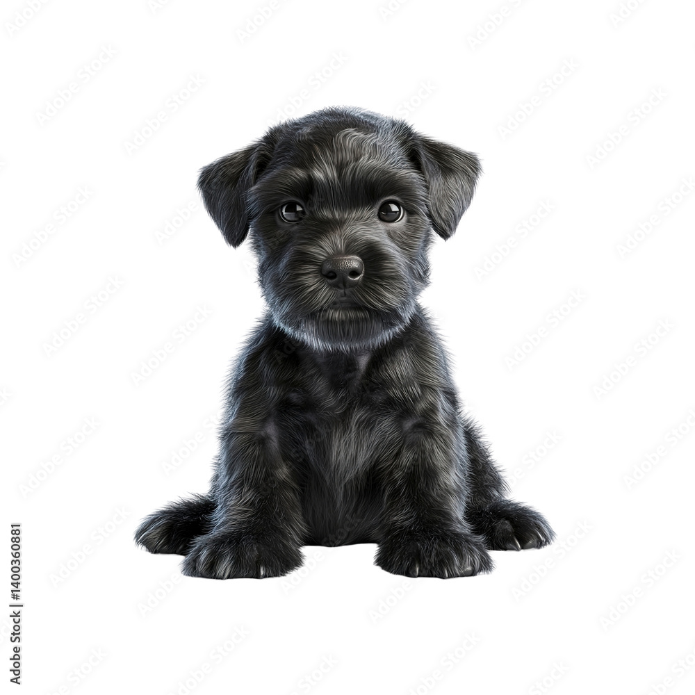 Adorable Black Miniature Schnauzer Puppy Sitting Adorable Black Miniature Schnauzer Puppy Sitting