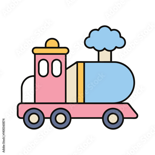 Cute Cartoon Toy Train Illustration
