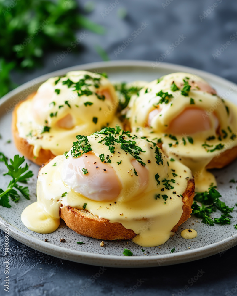 Classic Eggs Benedict with Hollandaise Sauce Classic Eggs Benedict with Hollandaise Sauce