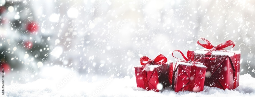 Festive Gifts Amidst Winter Wonderland