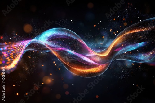 Obraz na płótnie Dynamic abstract dna strand glowing with vibrant colors in a dark space digital art colorful environment creative concept for scientific exploration w salonie