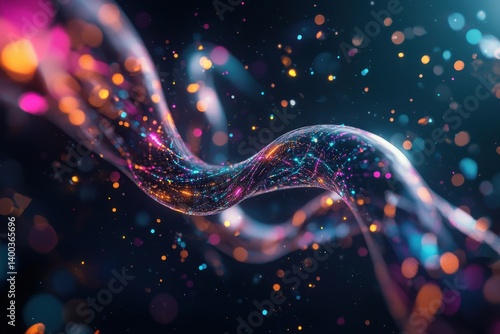 Obraz na płótnie Dynamic dna strands in abstract visualization digital art futuristic environment vivid colors and motion conceptual science artistic representation w salonie
