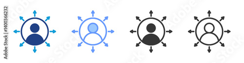 Account Expansion icon set multiple style collection