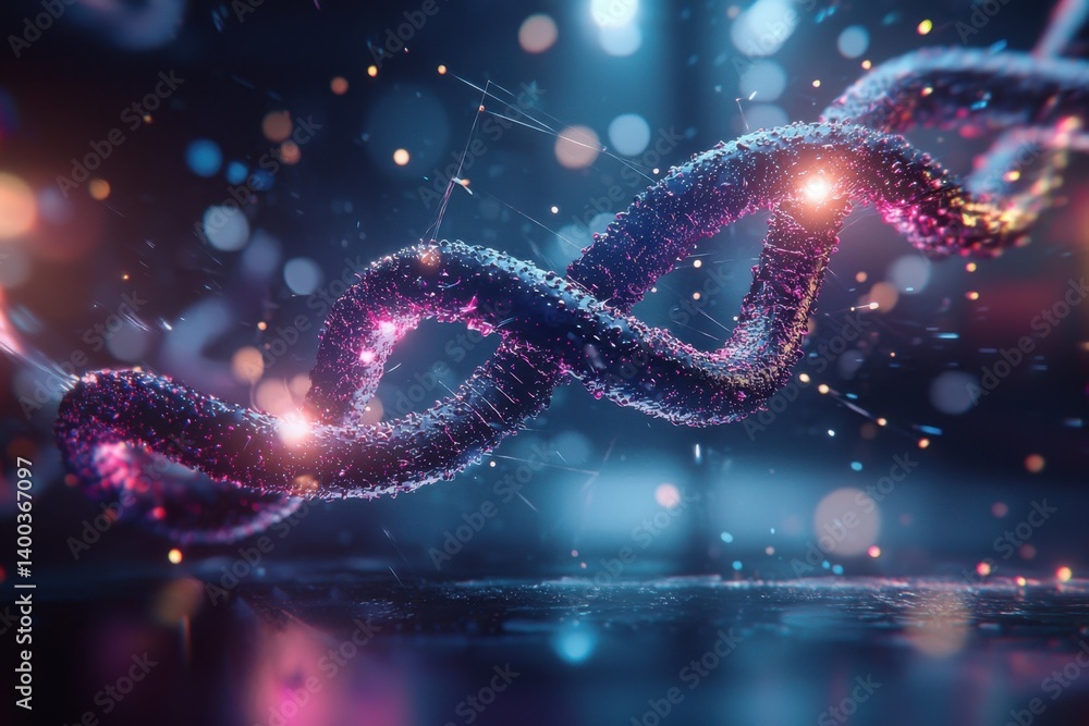 Dynamic artistic interpretation of a double helix dna structure studio environment 3d render colorful lights abstract concept