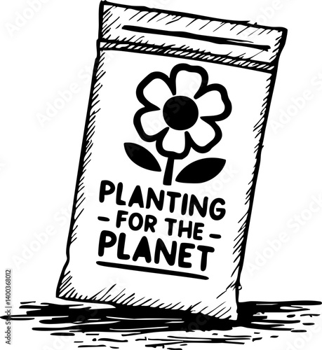Planting for the planet community garden initiative urban environment graphic illustration eco-friendly concept