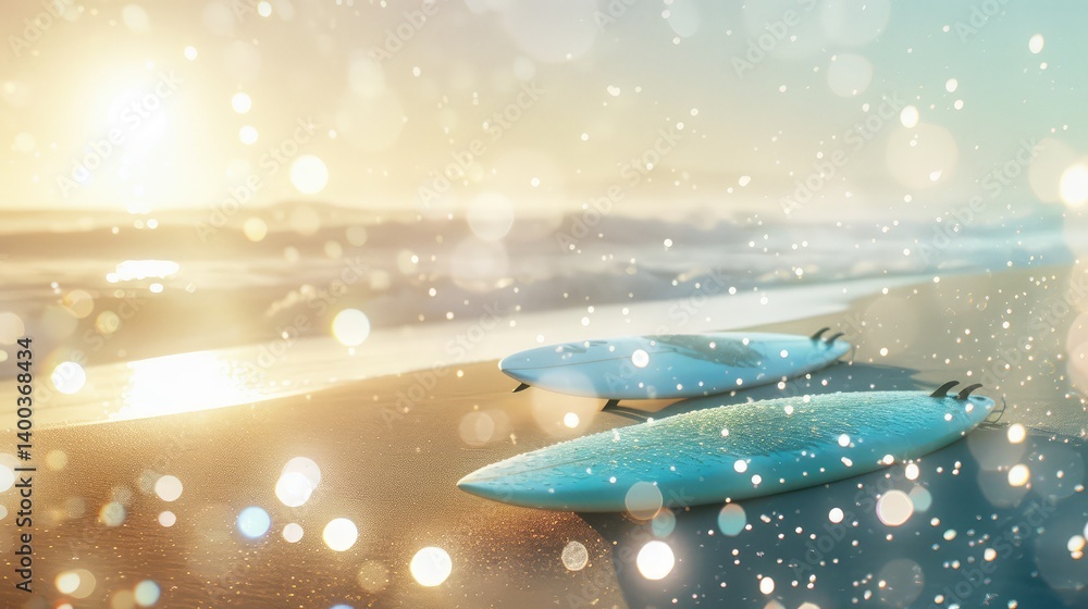 Serene Surfboard Sunset