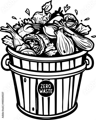 Waste reduction initiative urban environment graphic illustration zero waste concept eco-friendly awareness