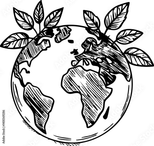 Global environmental awareness initiative worldwide illustration nature artistic view sustainability concept
