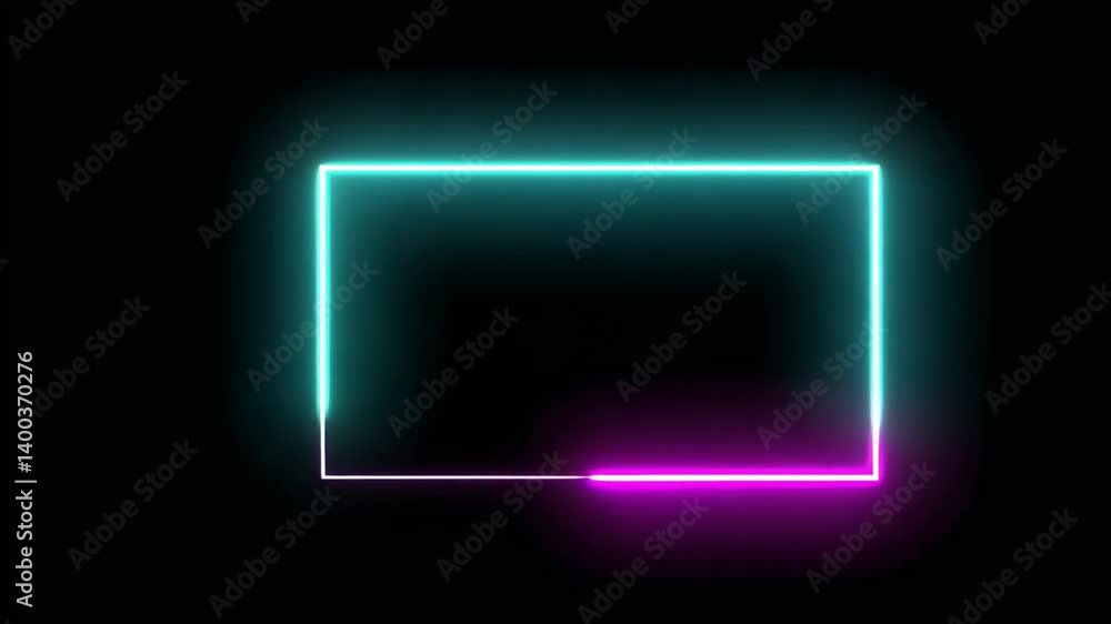 Neon Rectangle Frame: Abstract Digital Art Neon Rectangle Frame: Abstract Digital Art