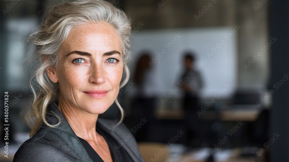 Confident Mature Businesswoman Posing in Modern Office Environment Confident Mature Businesswoman Posing in Modern Office Environment