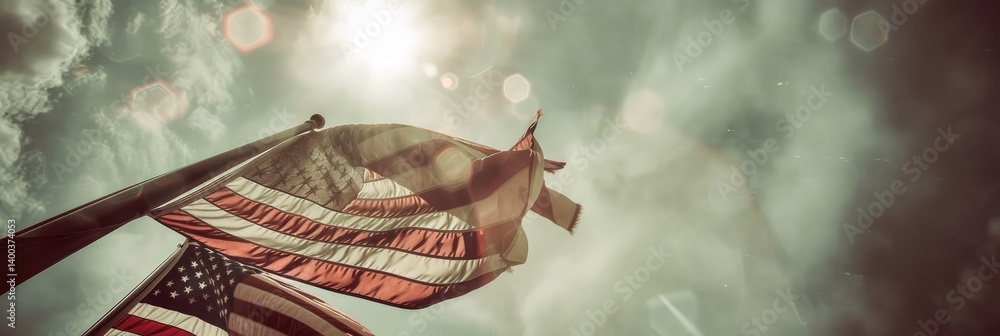Majestic Flags Against a Radiant Sky