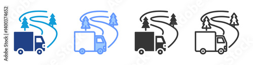 Road Transport icon set multiple style collection