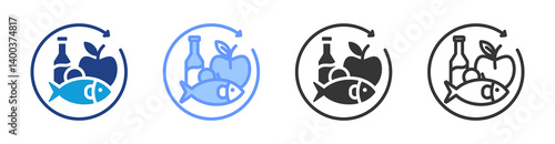 Perishable Goods icon set multiple style collection