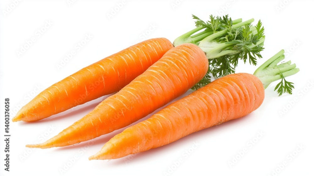 Three carrots are sitting on a white background Three carrots are sitting on a white background