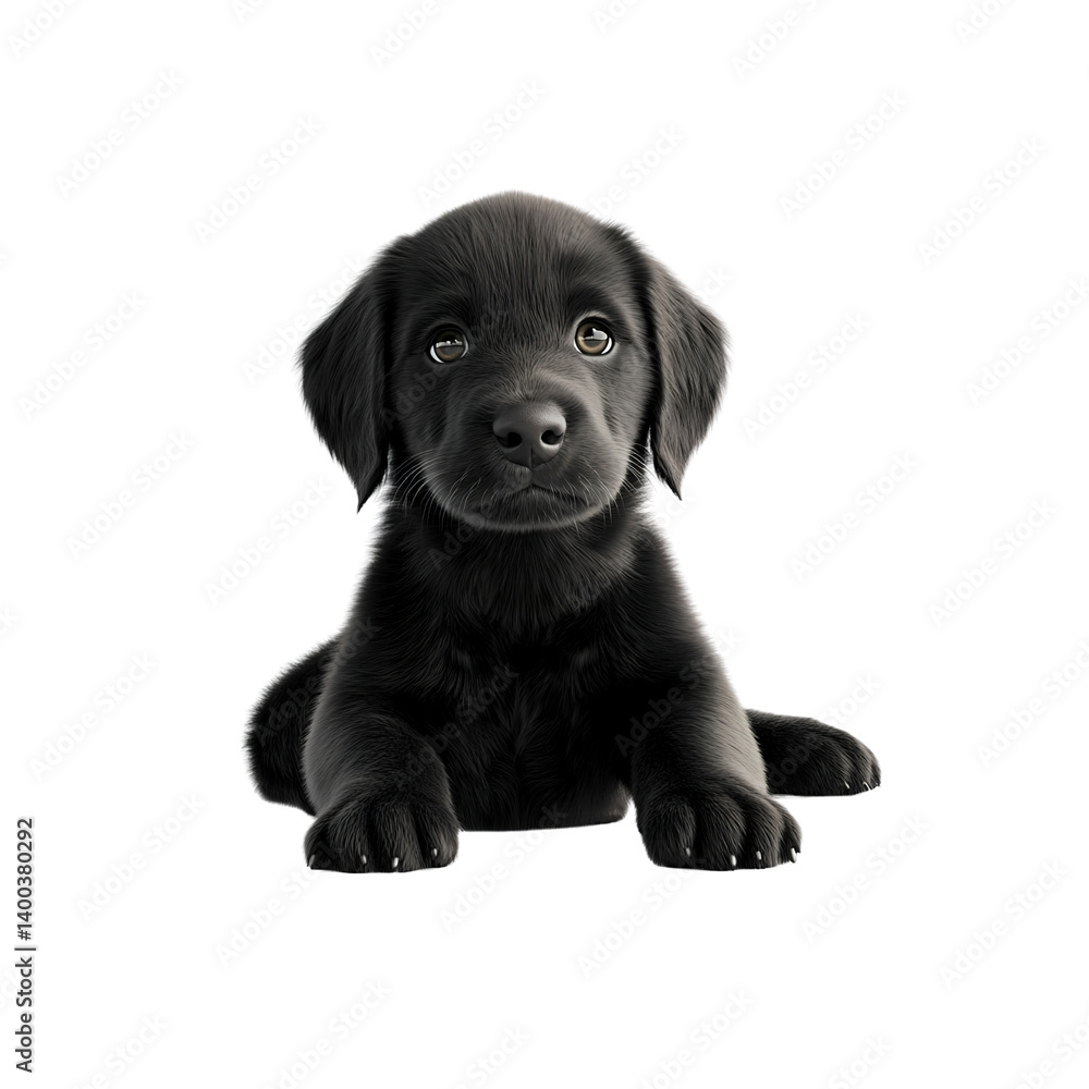 Adorable Black Labrador Puppy on on white background Adorable Black Labrador Puppy on on white background