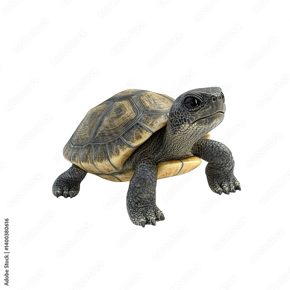 Naklejka premium Adorable Baby Turtle Crawling, Isolated on on white background