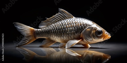 Minimalist Black Background Single Fish Still Life Photography
