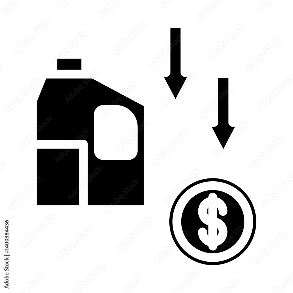 Oil Price Decrease Icon Style Oil Price Decrease Icon Style