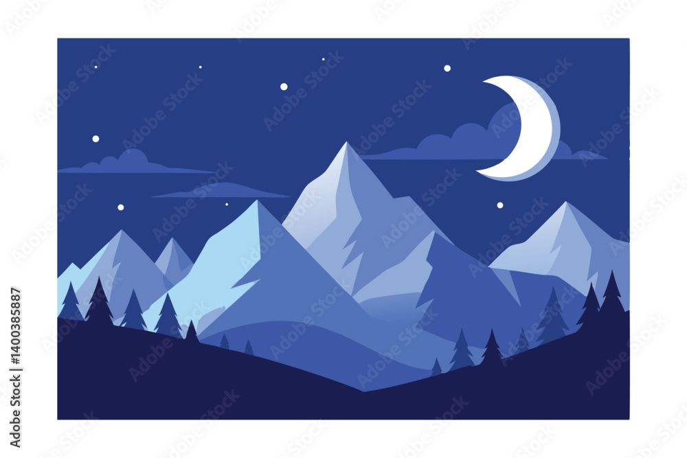 Fototapeta premium mountain landscape with moon