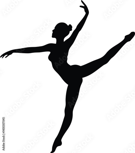 Ballet Dancer Silhouette with Leg Extension on Transparent Background Art