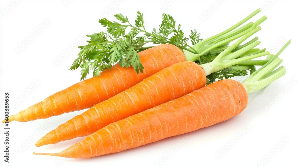Three carrots are sitting on a white background Three carrots are sitting on a white background