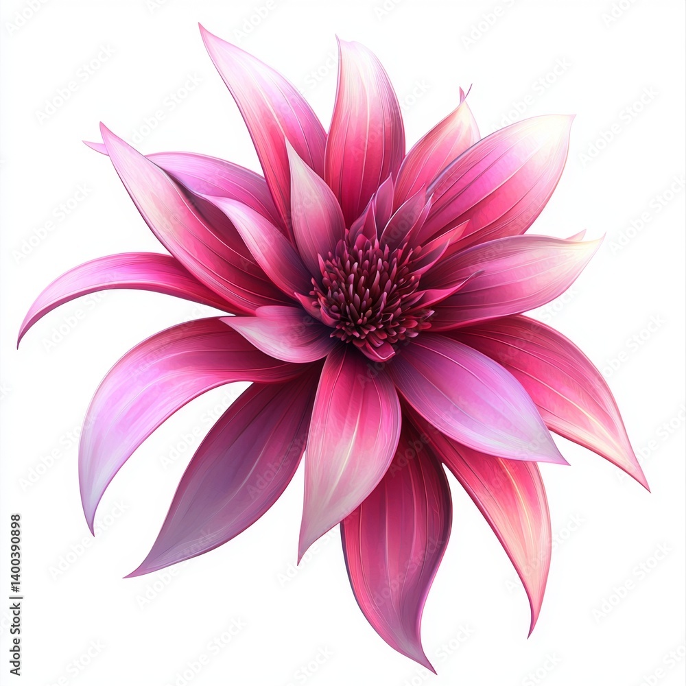 Obraz premium Vibrant Pink Flower with Unique Petal Design and Intricate Center in Artistic Style for Nature and Floral Concepts