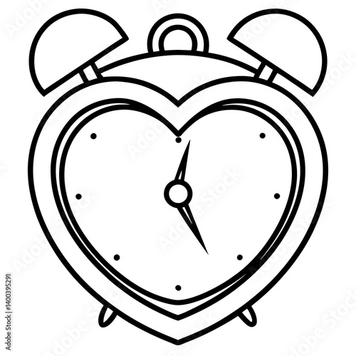 Heart-Shaped Alarm Clock Outline
