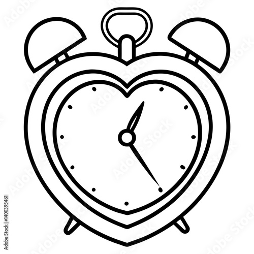 Heart-Shaped Alarm Clock Outline