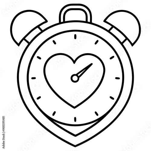 Heart-Shaped Alarm Clock Outline