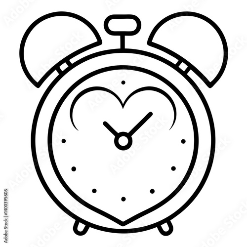 Heart-Shaped Alarm Clock Outline
