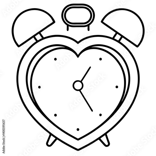 Heart-Shaped Alarm Clock Outline