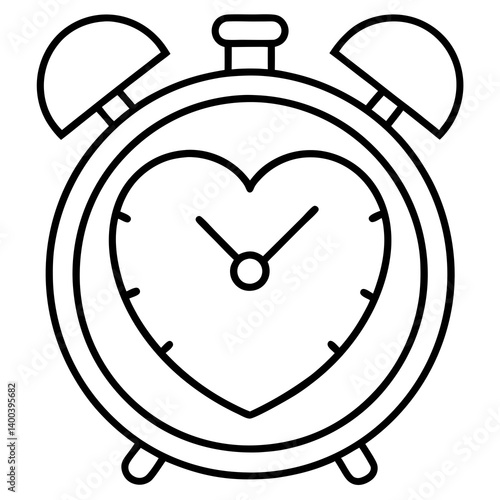 Heart-Shaped Alarm Clock Outline